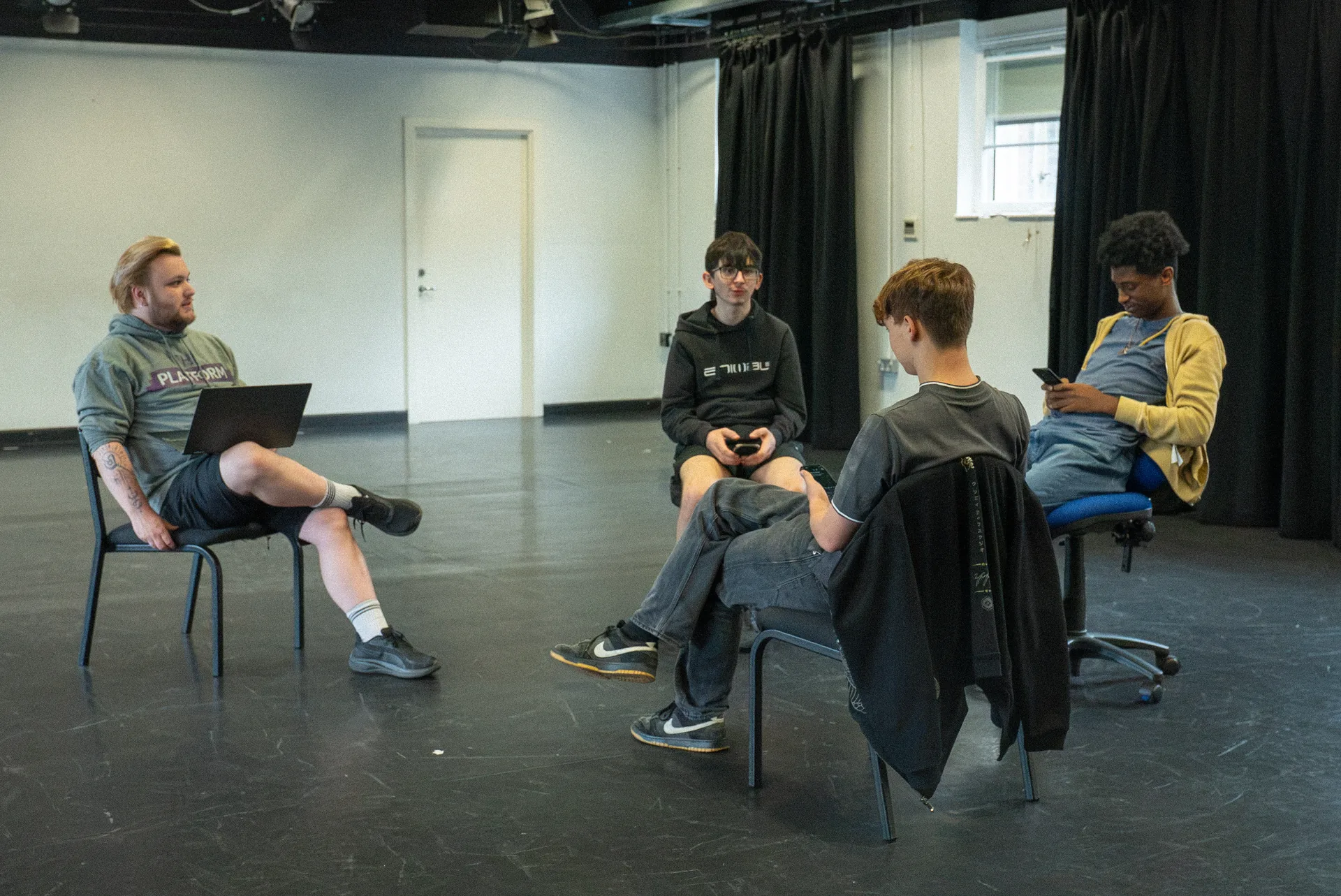 The Platform rehearsal with young performers developing the production