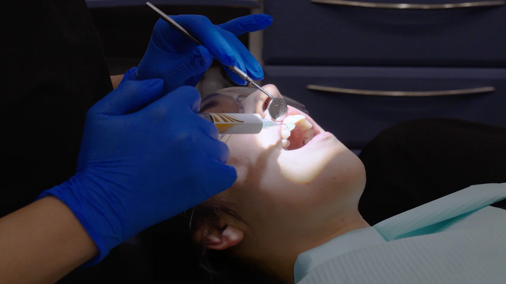 Close-up of dental treatment filmed for Genix Healthcare