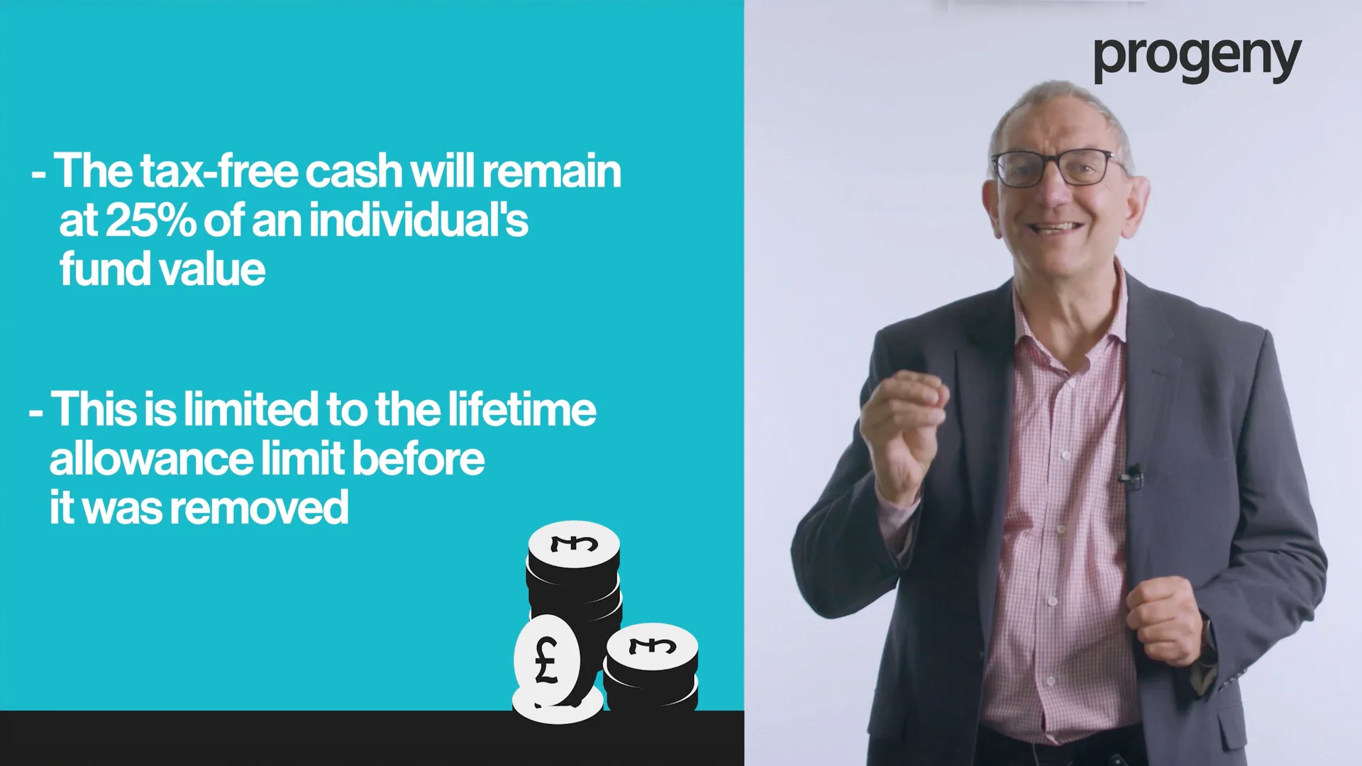 Progeny financial guidance presenter with tax-free cash information