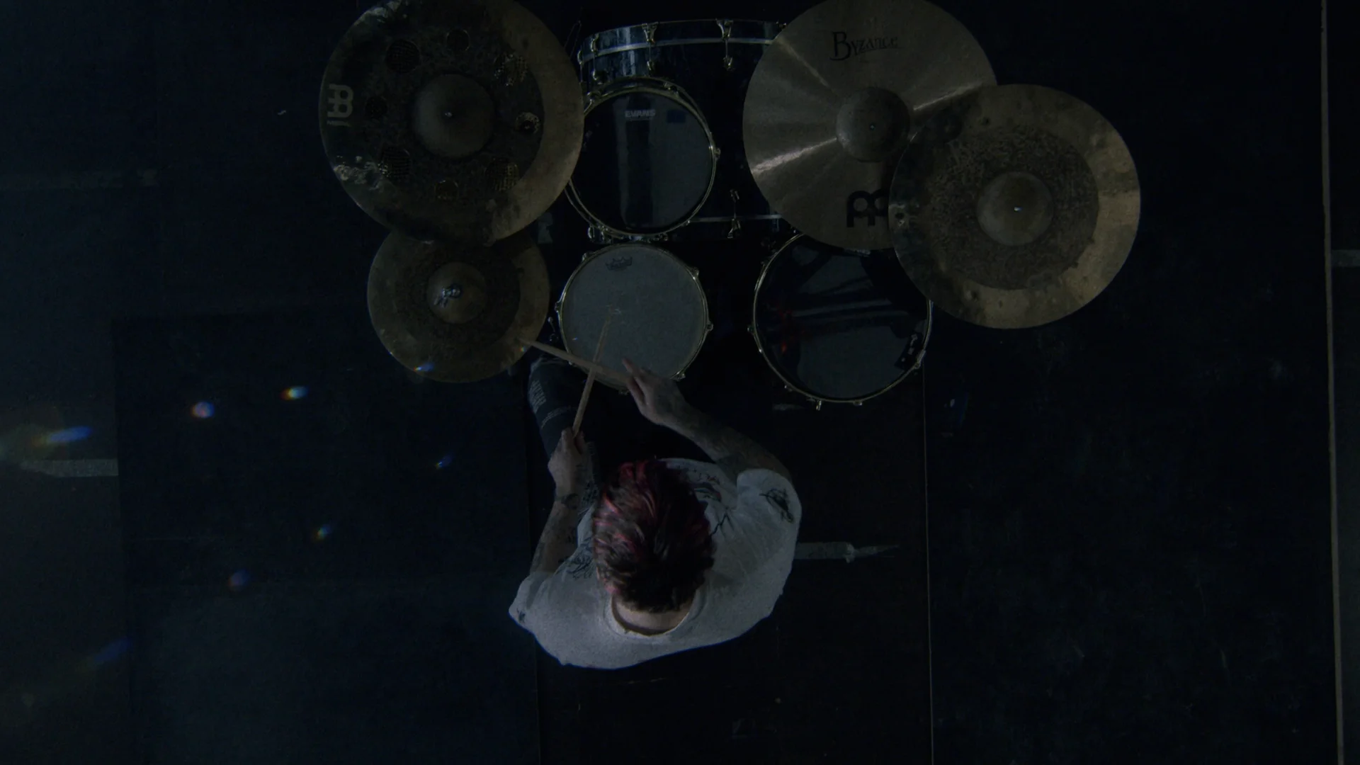 Overhead view of the drummer in I See Red