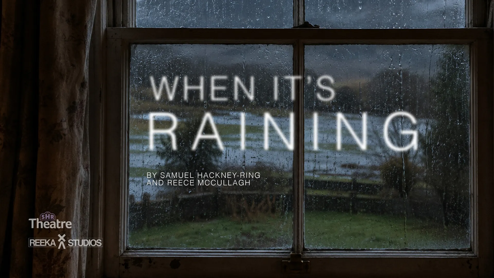 When It’s Raining work-in-progress artwork showing a rain-streaked window